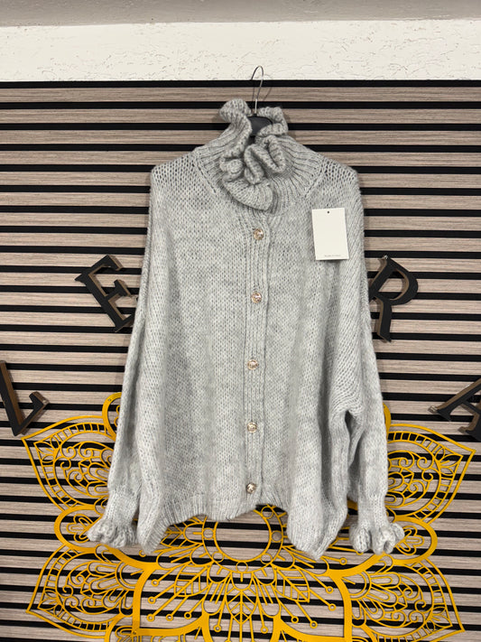 Cardigan Rüschen Grau