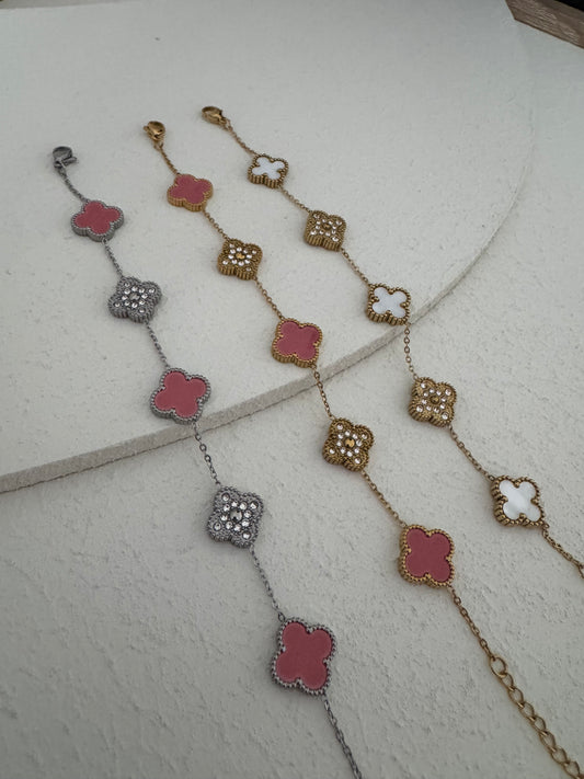 Kleeblatt Armband Clover 18k Edelstahl